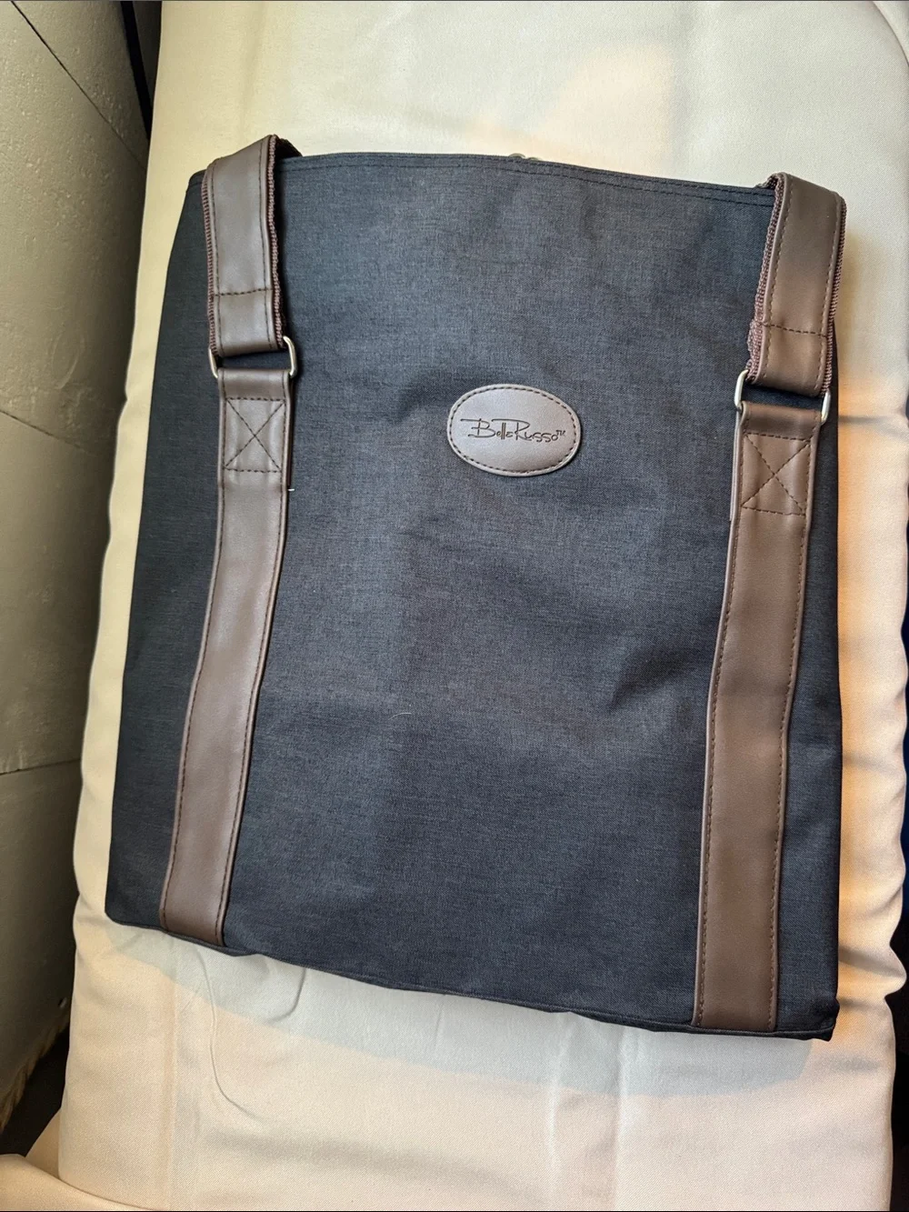 Bella Russo Canvas Duffel Travel Bag NWOT Dark Gray